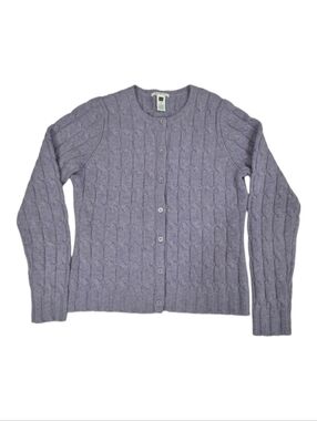 GAP~VTG Y2K~Women Lambswool Cable Knit Cardigan~Lilac Purple~Lagenlook~Preppy~M